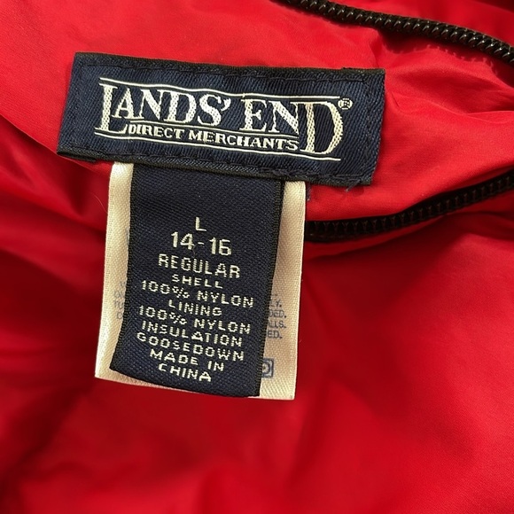 LANDS’ END Goosedown Puffer Coat Jacket Reversible Big Girls Large 14-16 Regular - Picture 12 of 12